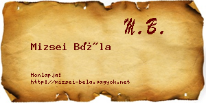 Mizsei Béla névjegykártya
